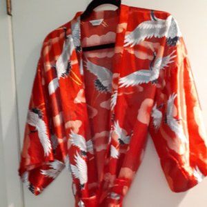 Red Kimono with Cranes